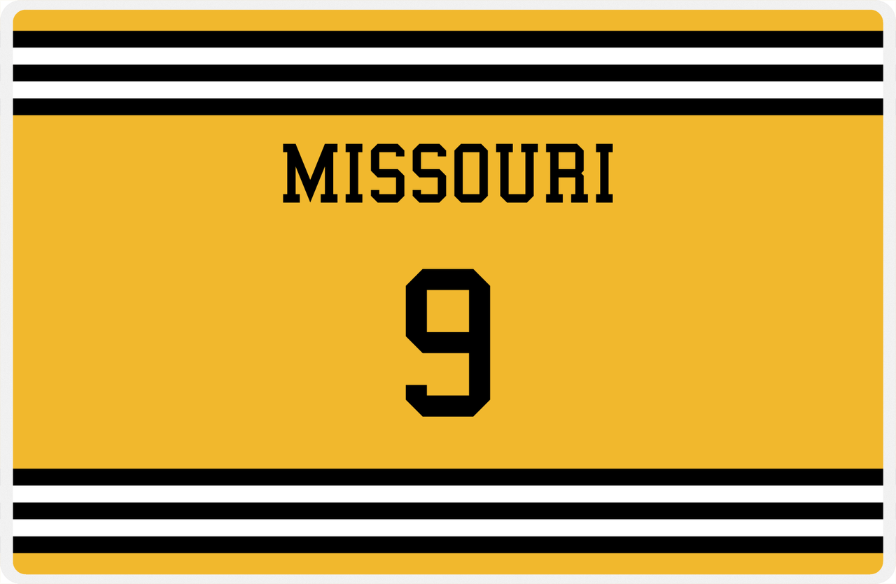 Personalized Jersey Number Placemat - Missouri - Double Stripe -  View