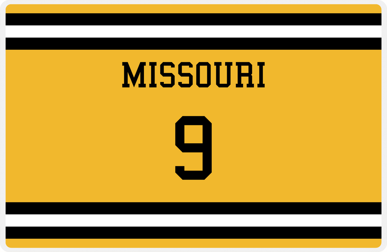 Personalized Jersey Number Placemat - Missouri - Single Stripe -  View