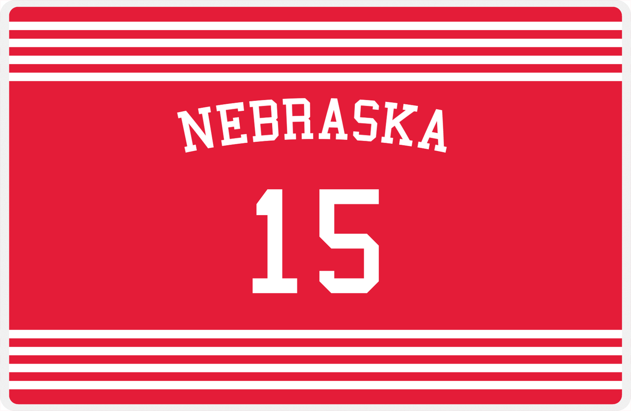 Personalized Jersey Number Placemat - Arched Name - Nebraska - Triple Stripe -  View