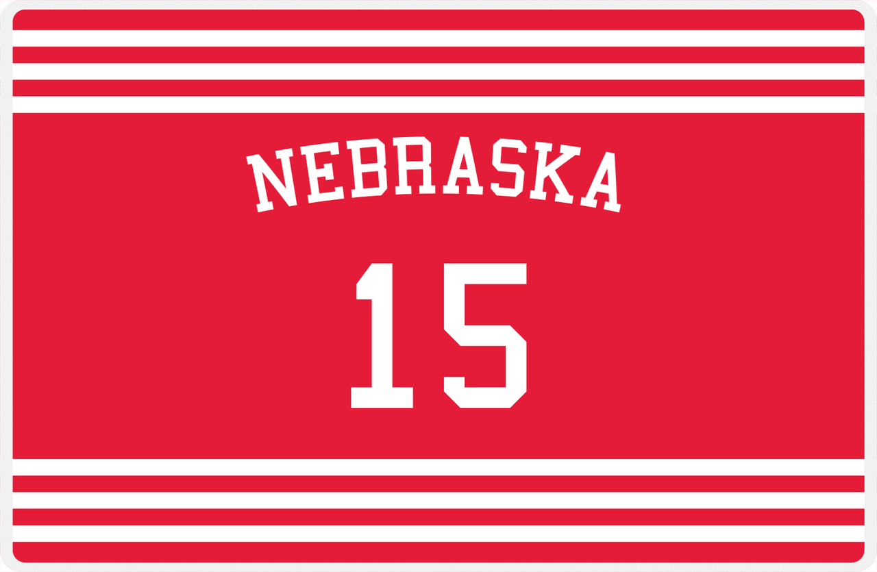 Personalized Jersey Number Placemat - Arched Name - Nebraska - Double Stripe -  View