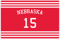 Thumbnail for Personalized Jersey Number Placemat - Arched Name - Nebraska - Double Stripe -  View
