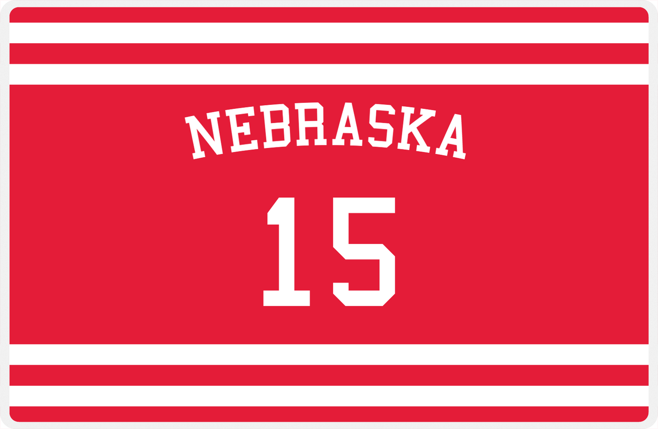 Personalized Jersey Number Placemat - Arched Name - Nebraska - Single Stripe -  View