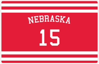 Thumbnail for Personalized Jersey Number Placemat - Arched Name - Nebraska - Single Stripe -  View