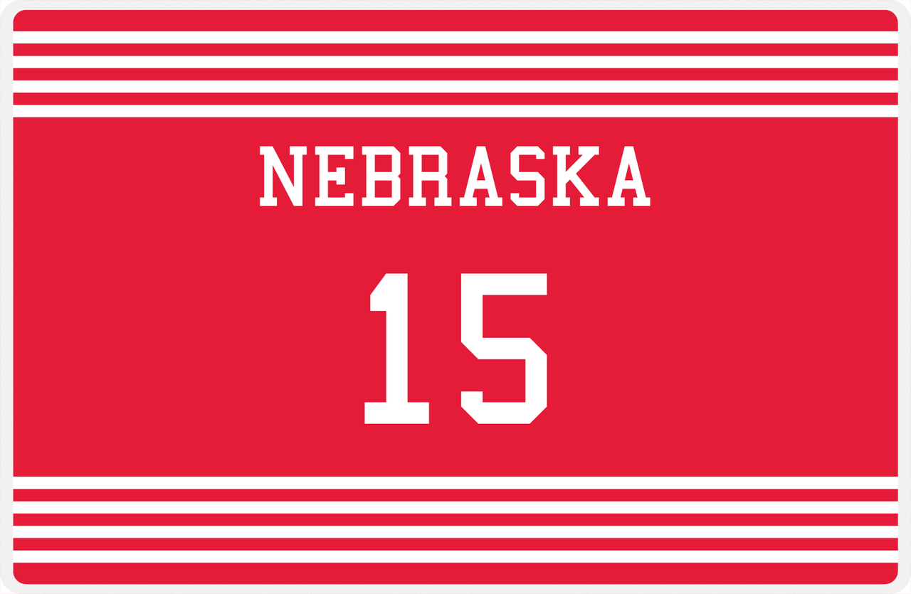 Personalized Jersey Number Placemat - Nebraska - Triple Stripe -  View