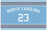 Thumbnail for Personalized Jersey Number Placemat - Arched Name - North Carolina - Triple Stripe -  View