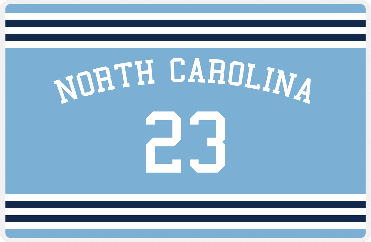 Personalized Jersey Number Placemat - Arched Name - North Carolina - Double Stripe -  View