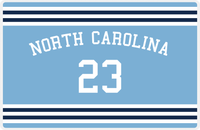 Thumbnail for Personalized Jersey Number Placemat - Arched Name - North Carolina - Double Stripe -  View