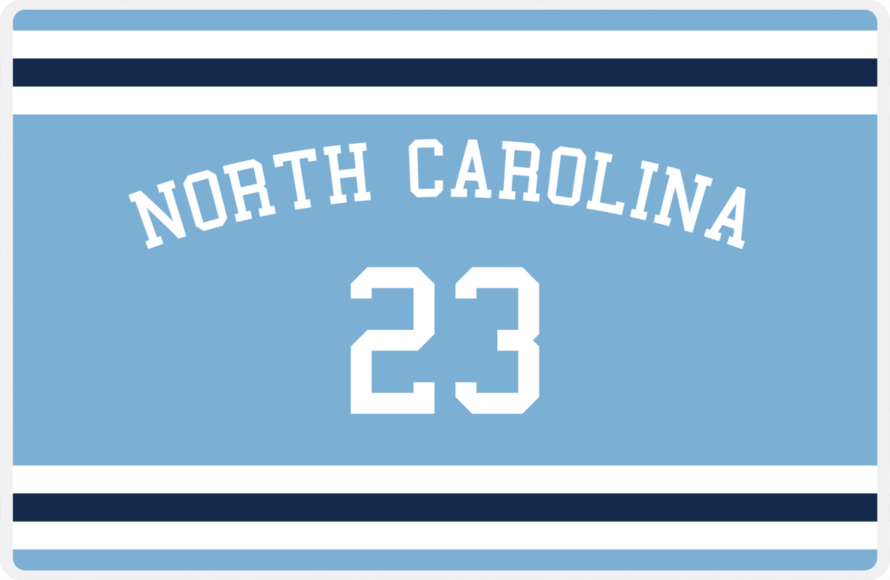 Personalized Jersey Number Placemat - Arched Name - North Carolina - Single Stripe -  View