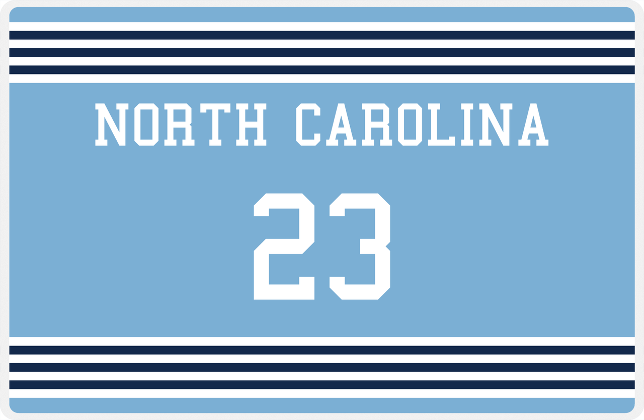 Personalized Jersey Number Placemat - North Carolina - Triple Stripe -  View