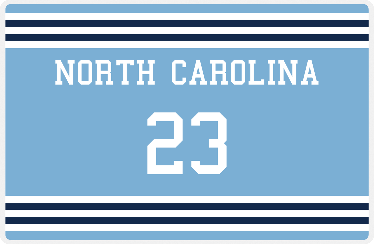 Personalized Jersey Number Placemat - North Carolina - Double Stripe -  View