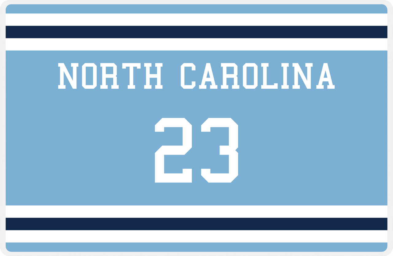 Personalized Jersey Number Placemat - North Carolina - Single Stripe -  View