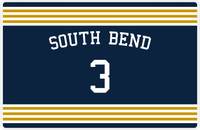 Thumbnail for Personalized Jersey Number Placemat - Arched Name - South Bend - Triple Stripe -  View