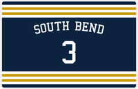 Thumbnail for Personalized Jersey Number Placemat - Arched Name - South Bend - Double Stripe -  View