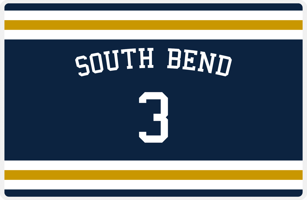 Personalized Jersey Number Placemat - Arched Name - South Bend - Single Stripe -  View