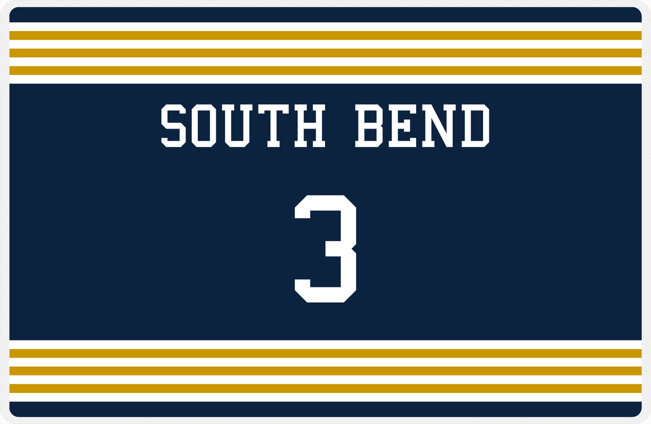 Personalized Jersey Number Placemat - South Bend - Triple Stripe -  View