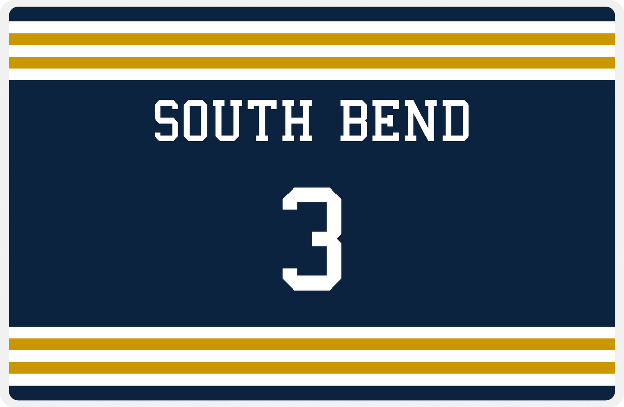 Personalized Jersey Number Placemat - South Bend - Double Stripe -  View