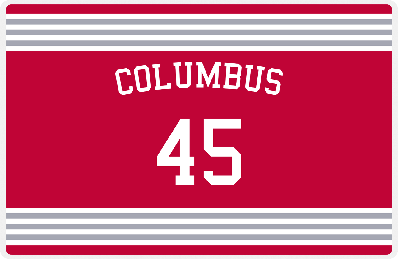 Personalized Jersey Number Placemat - Arched Name - Columbus - Triple Stripe -  View