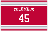 Thumbnail for Personalized Jersey Number Placemat - Arched Name - Columbus - Double Stripe -  View