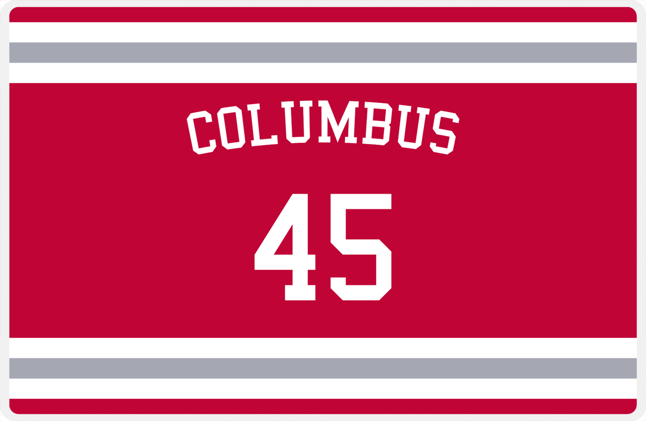 Personalized Jersey Number Placemat - Arched Name - Columbus - Single Stripe -  View
