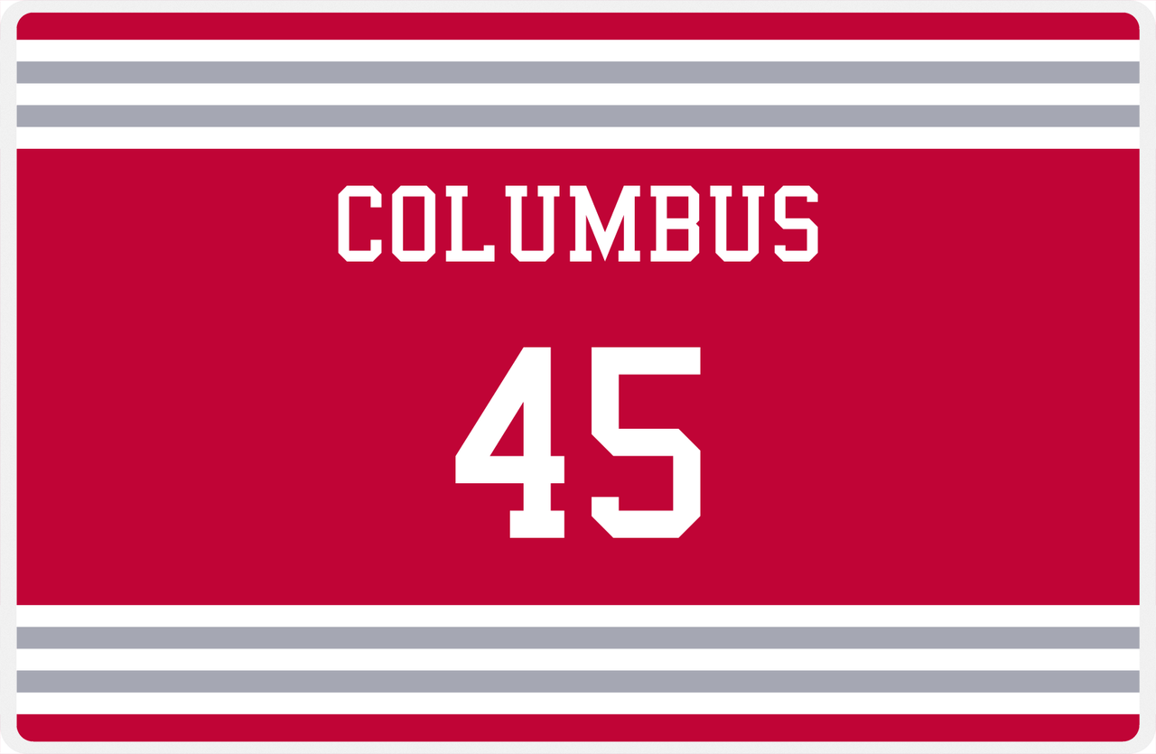 Personalized Jersey Number Placemat - Columbus - Double Stripe -  View