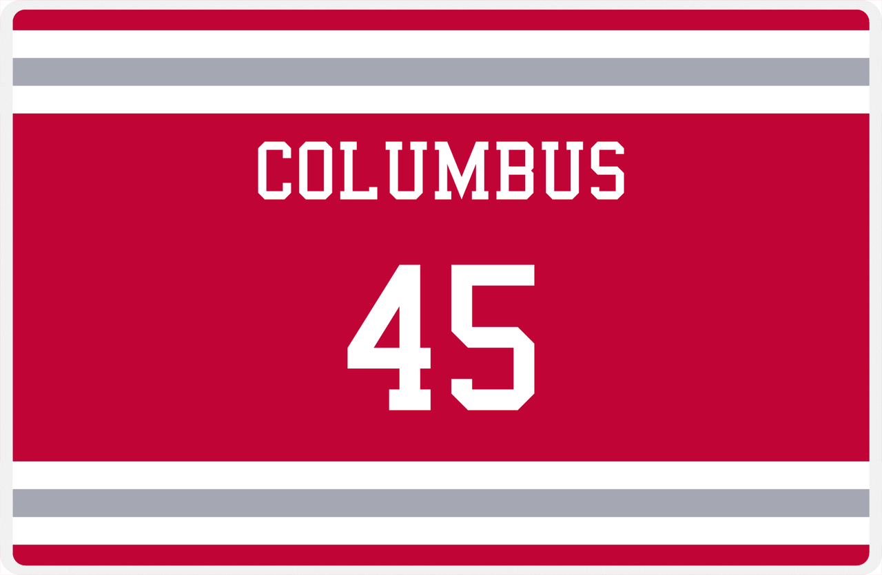 Personalized Jersey Number Placemat - Columbus - Single Stripe -  View