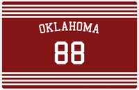 Thumbnail for Personalized Jersey Number Placemat - Arched Name - Oklahoma - Triple Stripe -  View