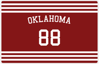 Thumbnail for Personalized Jersey Number Placemat - Arched Name - Oklahoma - Double Stripe -  View