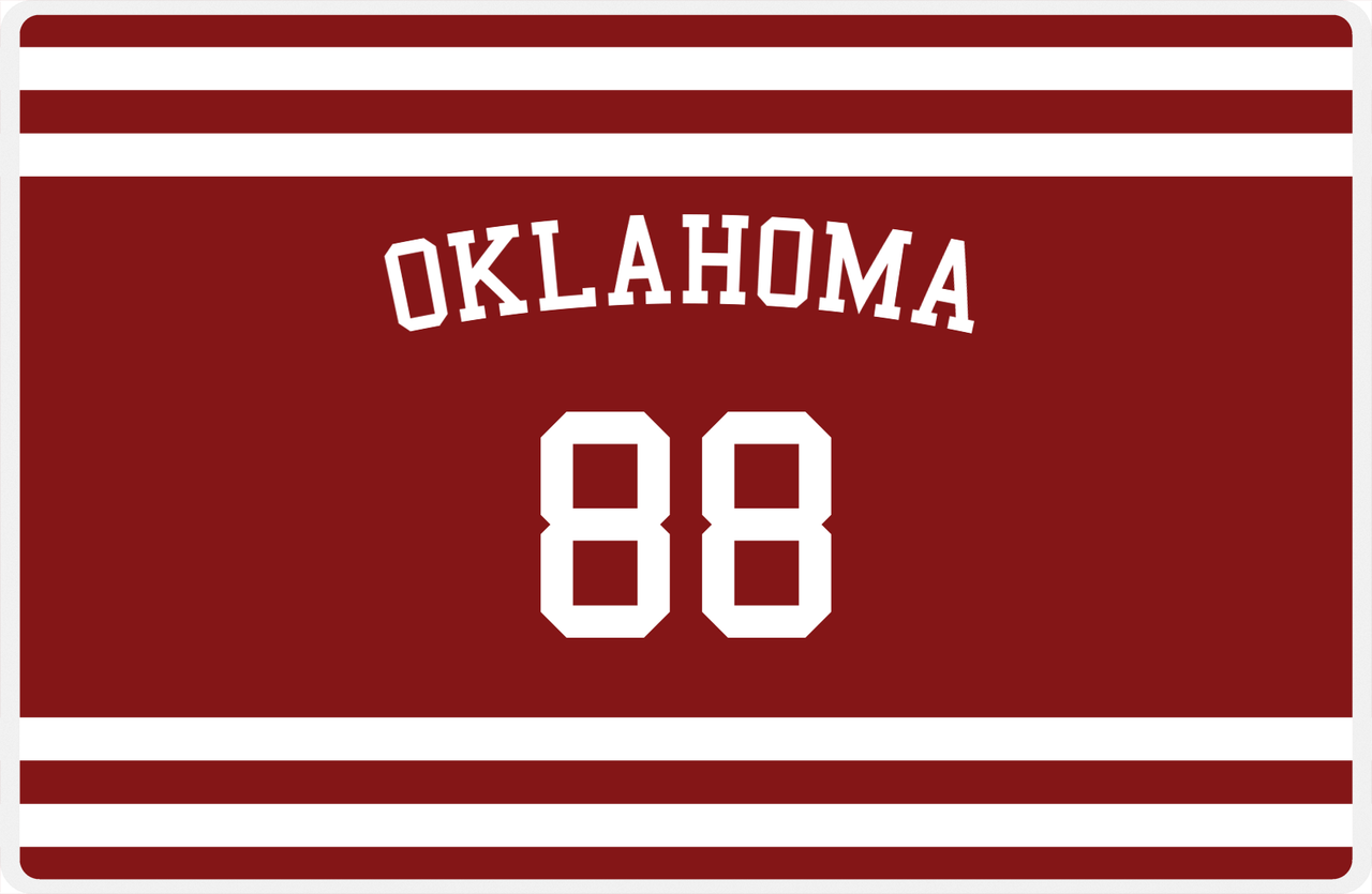 Personalized Jersey Number Placemat - Arched Name - Oklahoma - Single Stripe -  View