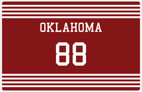 Thumbnail for Personalized Jersey Number Placemat - Oklahoma - Triple Stripe -  View