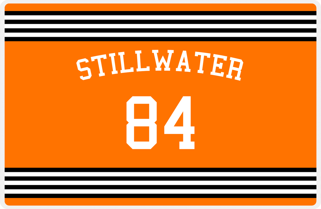 Personalized Jersey Number Placemat - Arched Name - Stillwater - Triple Stripe -  View