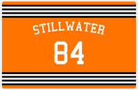 Thumbnail for Personalized Jersey Number Placemat - Arched Name - Stillwater - Triple Stripe -  View