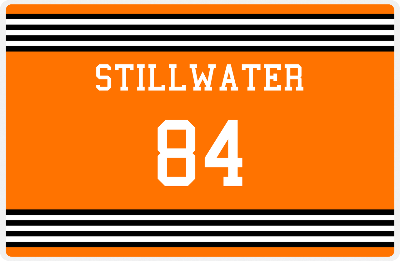Personalized Jersey Number Placemat - Stillwater - Triple Stripe -  View