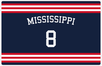 Thumbnail for Personalized Jersey Number Placemat - Arched Name - Mississippi - Double Stripe -  View