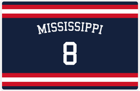 Thumbnail for Personalized Jersey Number Placemat - Arched Name - Mississippi - Single Stripe -  View