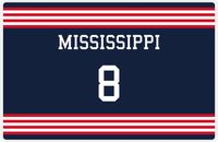 Thumbnail for Personalized Jersey Number Placemat - Mississippi - Triple Stripe -  View