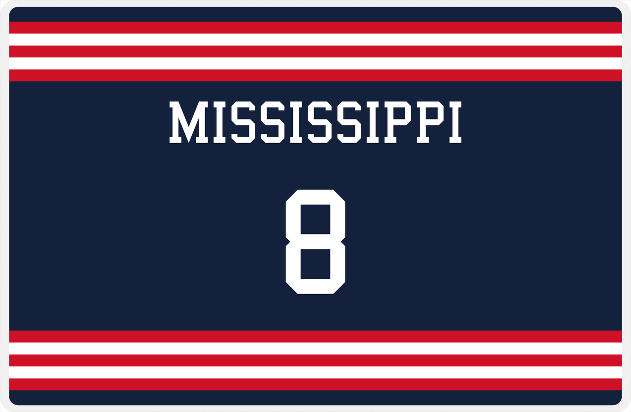 Personalized Jersey Number Placemat - Mississippi - Double Stripe -  View