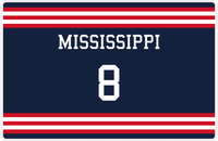 Thumbnail for Personalized Jersey Number Placemat - Mississippi - Double Stripe -  View