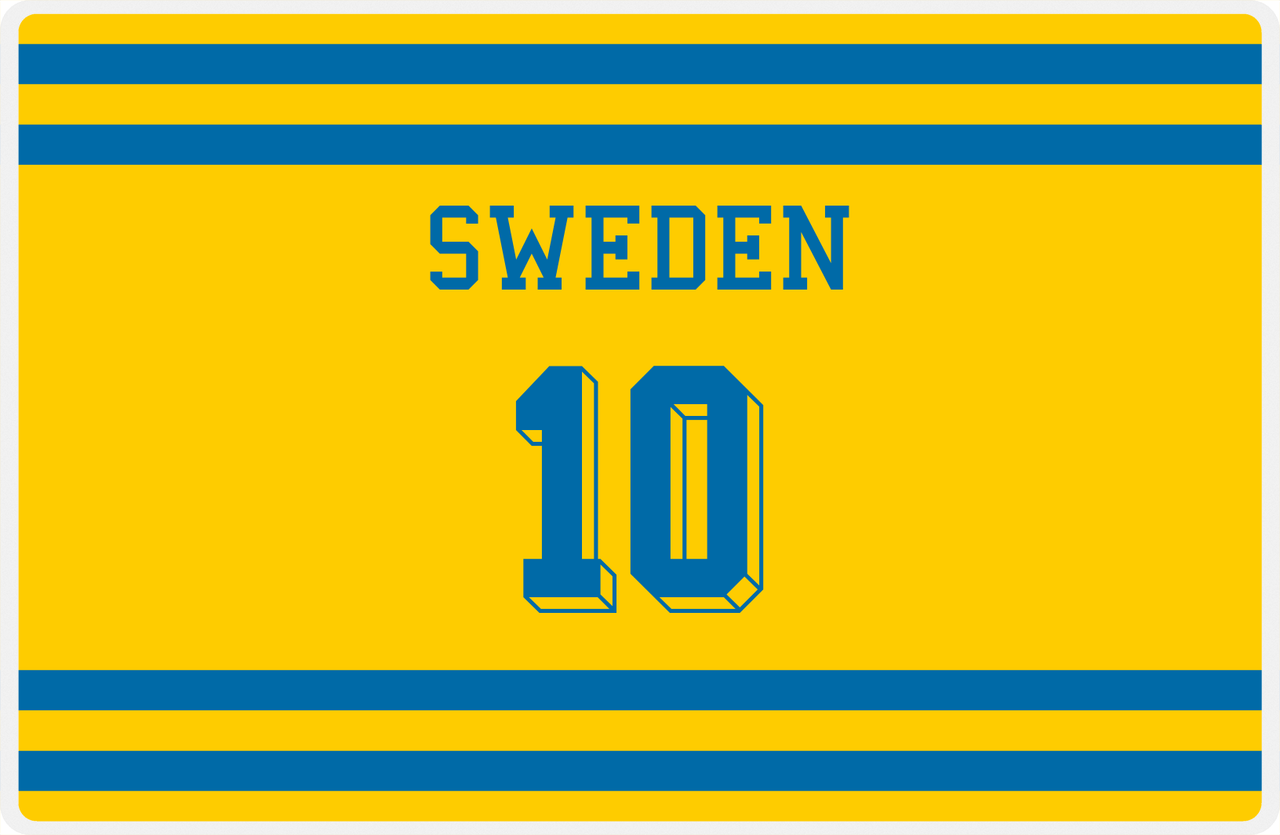 Personalized Jersey Number Placemat - Sweden - Single Stripe -  View