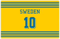 Thumbnail for Personalized Jersey Number Placemat - Sweden - Triple Stripe -  View