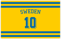 Thumbnail for Personalized Jersey Number Placemat - Arched Name - Sweden - Single Stripe -  View