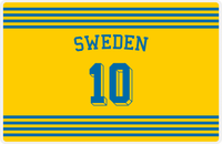 Thumbnail for Personalized Jersey Number Placemat - Arched Name - Sweden - Triple Stripe -  View