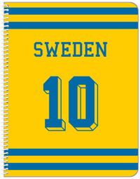 Thumbnail for Personalized Jersey Number Notebook - Sweden - Single Stripe - Front View