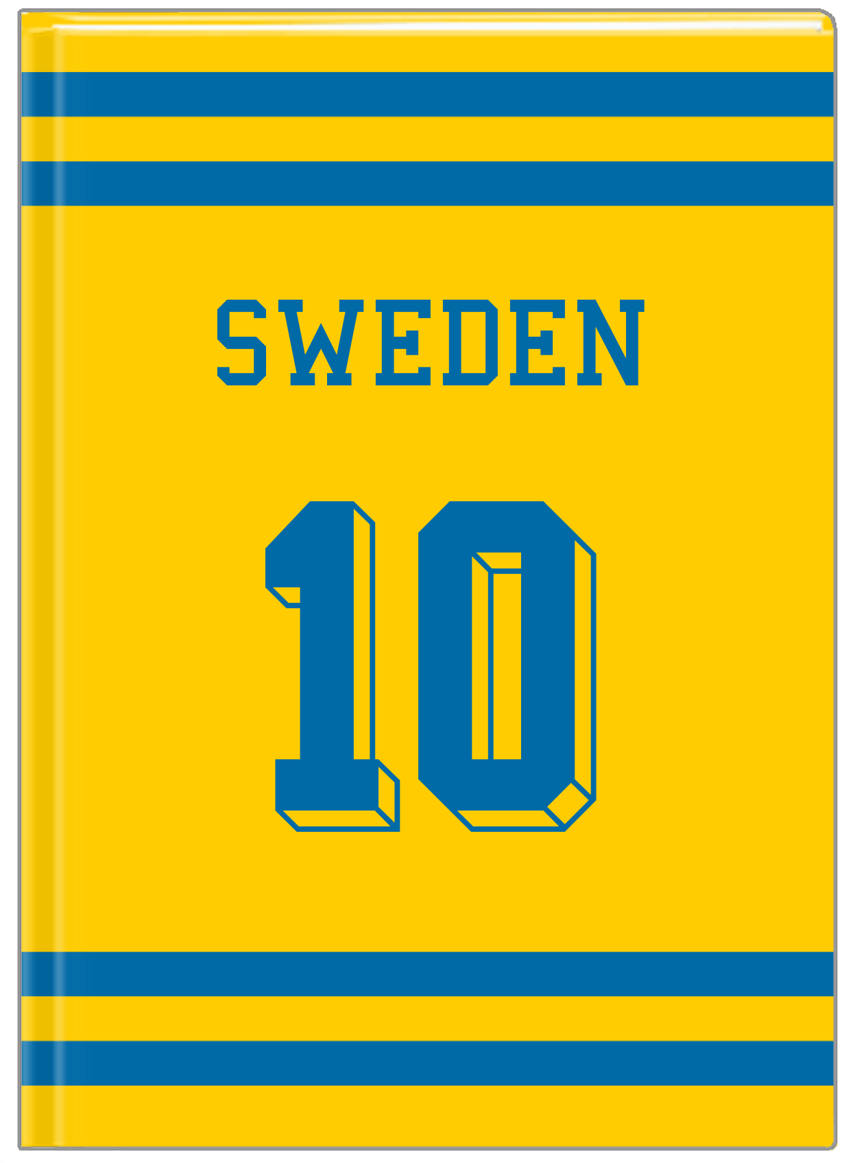 Personalized Jersey Number Journal - Sweden - Single Stripe - Front View
