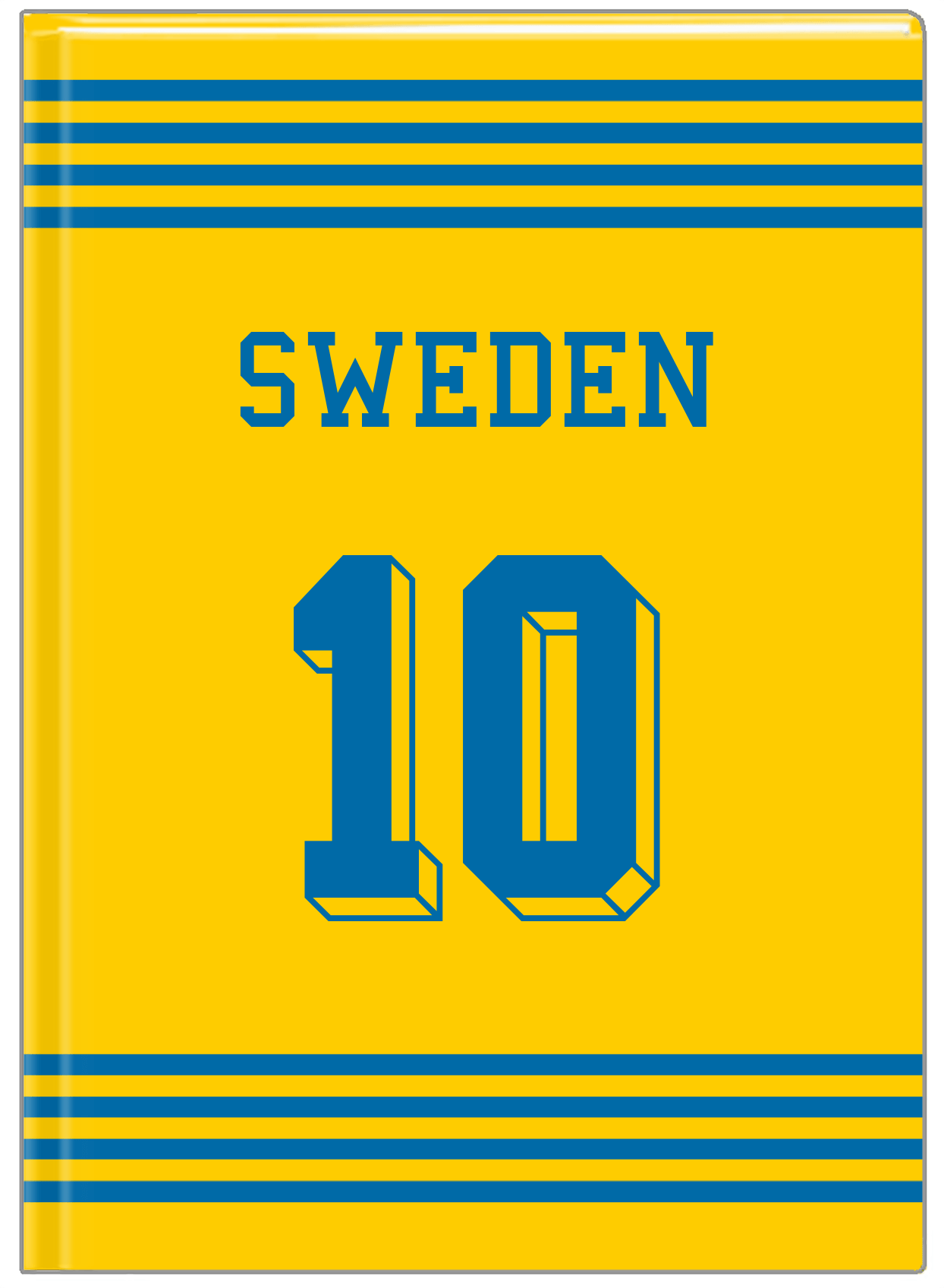 Personalized Jersey Number Journal - Sweden - Triple Stripe - Front View