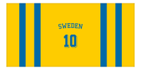 Thumbnail for Personalized Jersey Number 1-on-1 Stripes Sports Beach Towel with Arched Name - Sweden - Horizontal Design - Front View