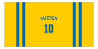 Thumbnail for Personalized Jersey Number 2-on-none Stripes Sports Beach Towel with Arched Name - Sweden - Horizontal Design - Front View