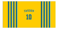 Thumbnail for Personalized Jersey Number 3-on-1 Stripes Sports Beach Towel with Arched Name - Sweden - Horizontal Design - Front View
