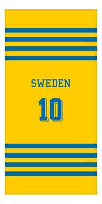 Thumbnail for Personalized Jersey Number 3-on-1 Stripes Sports Beach Towel - Sweden - Vertical Design - Front View