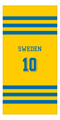 Thumbnail for Personalized Jersey Number 2-on-1 Stripes Sports Beach Towel - Sweden - Vertical Design - Front View