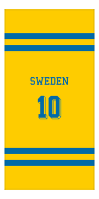 Thumbnail for Personalized Jersey Number 2-on-none Stripes Sports Beach Towel - Sweden - Vertical Design - Front View